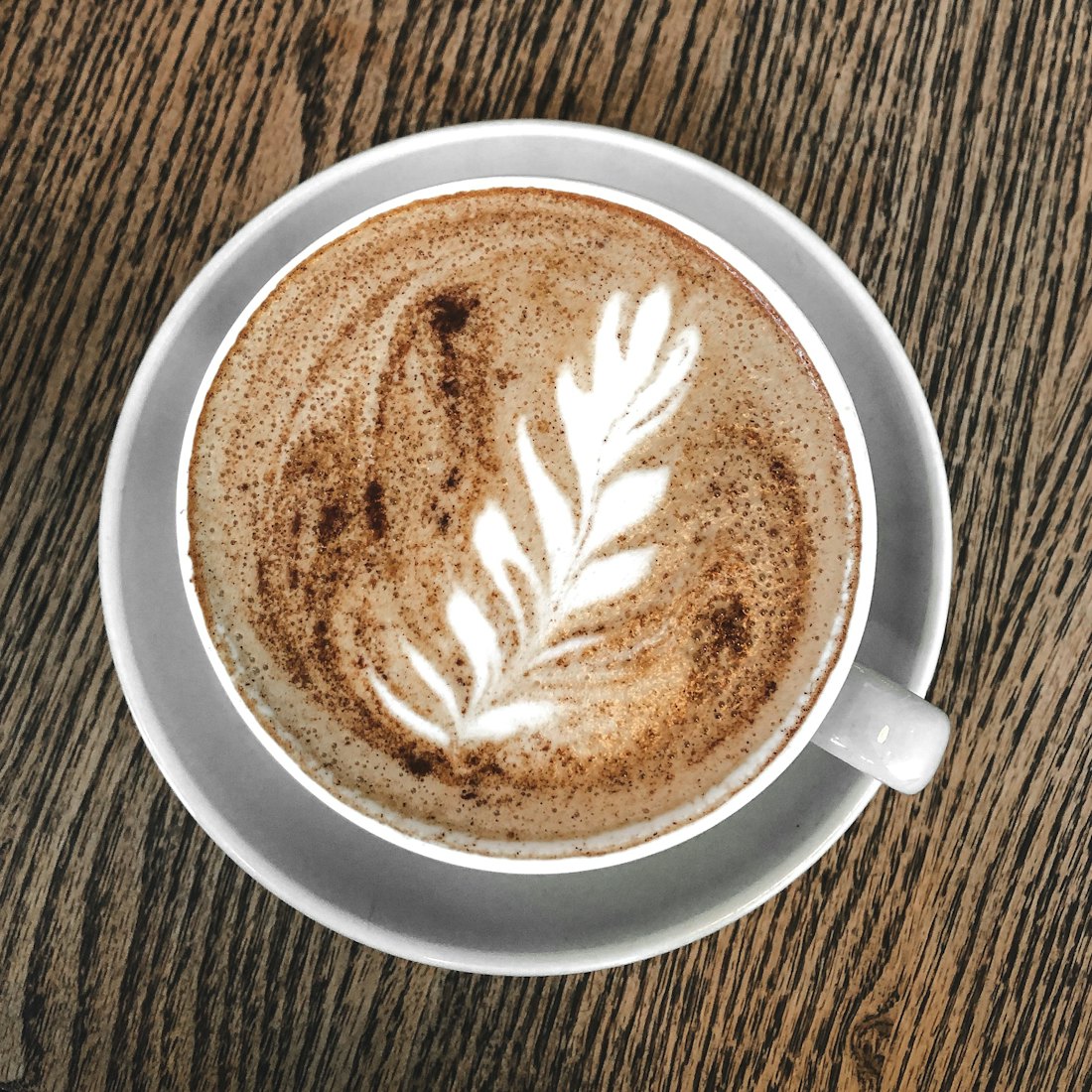 Latte with a leaf pattern