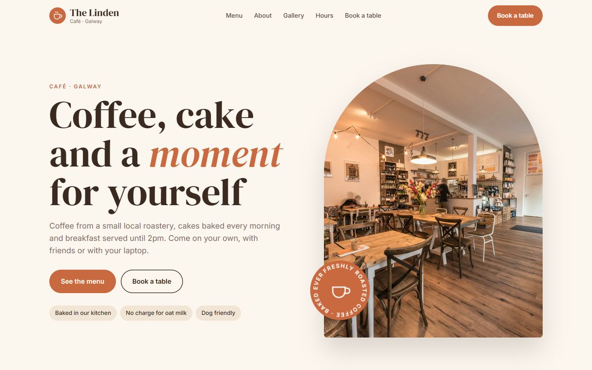 The Linden café website