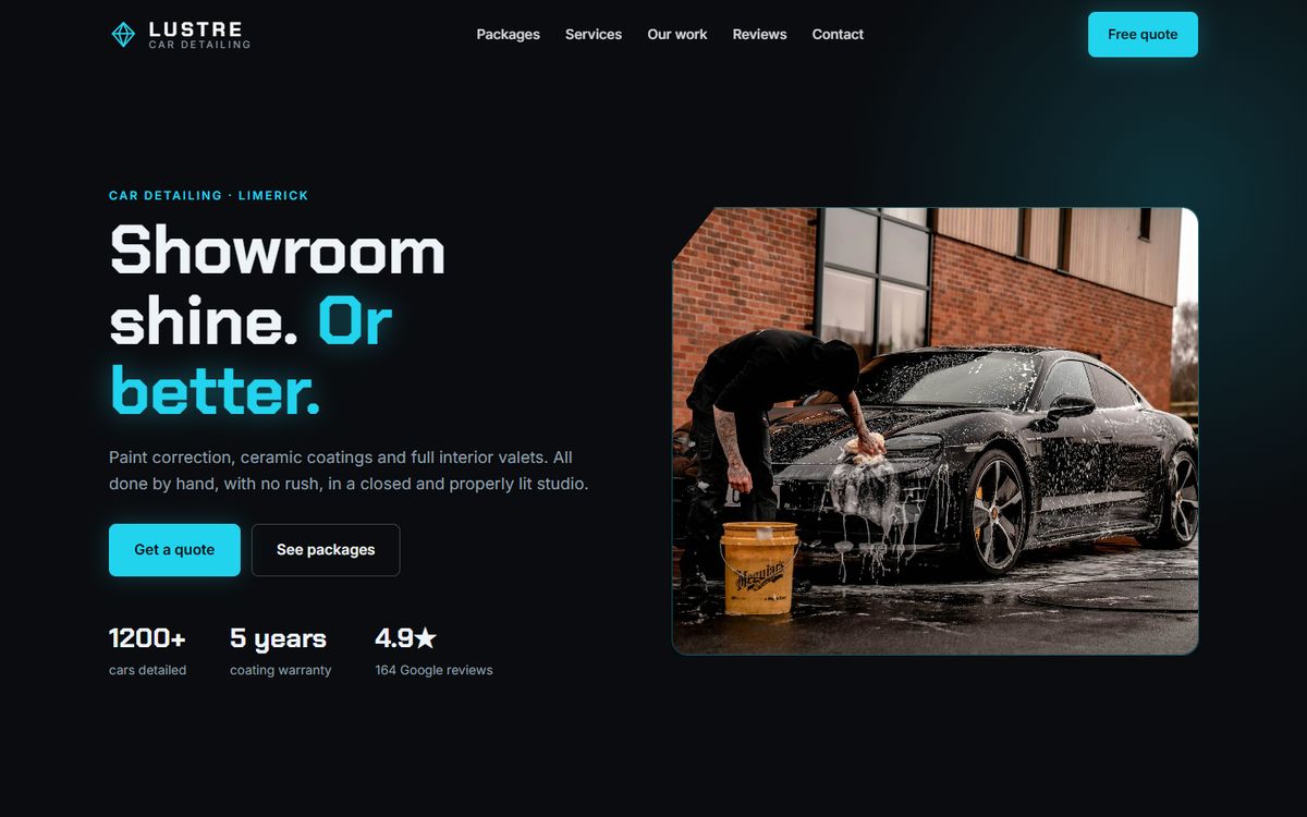 Lustre car detailing studio website