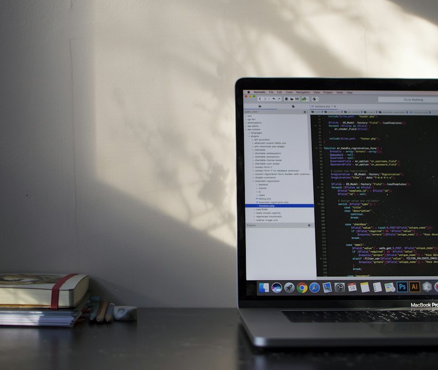 Website code on a laptop